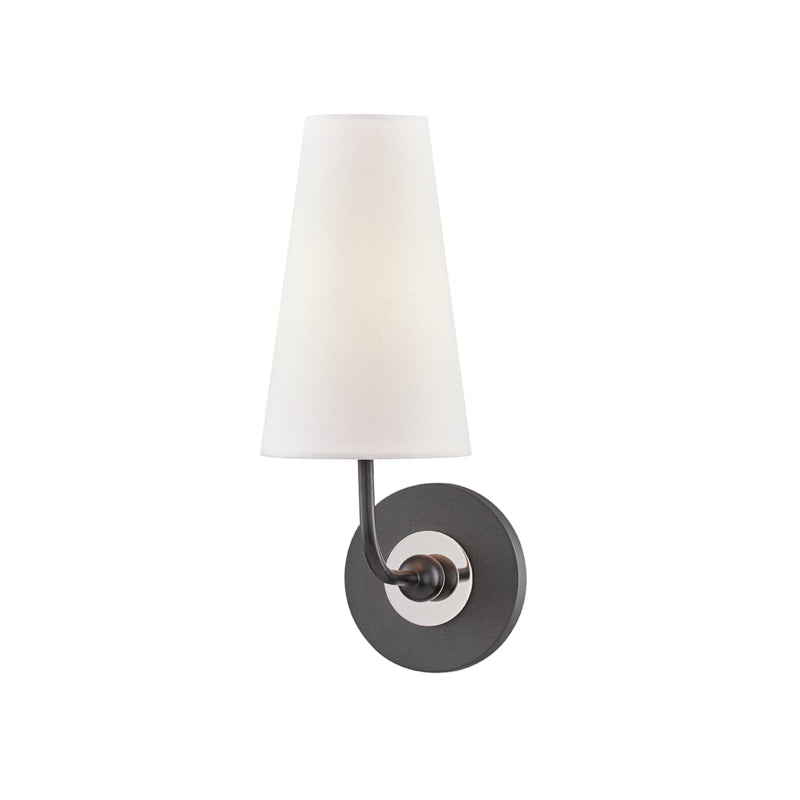 One Light Wall Sconce from the Merri Collection in Polished Nickel/Black Finish by Mitzi