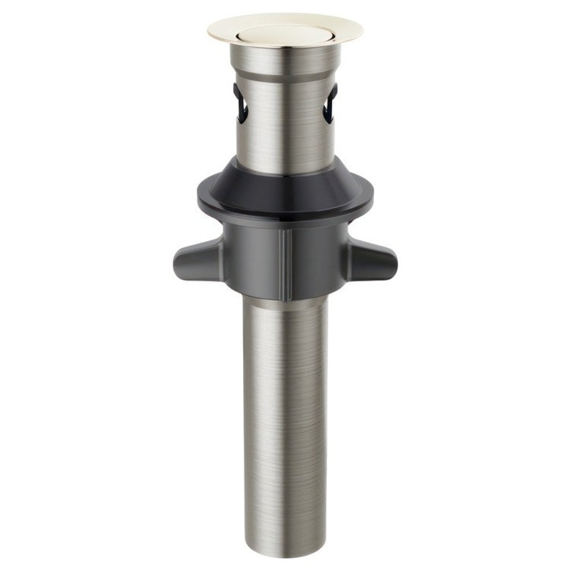 Pop-Up Drain Metal Push with Overflow 7-15/16 Brilliance Polished Nickel Metal for Sinks with Overflow