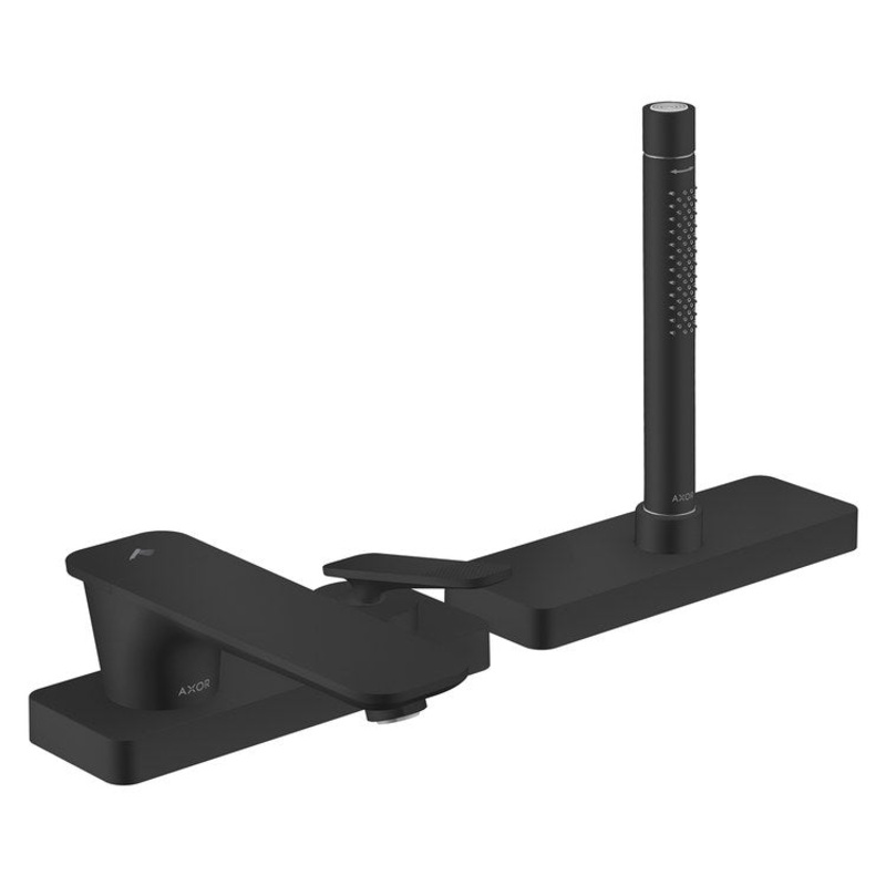 Roman Tub Trim Citterio C with Handshower and Sbox 1 Lever Cubic Cut Matte Black WaterSense 3 Hole 5.3 Gallons per Minute