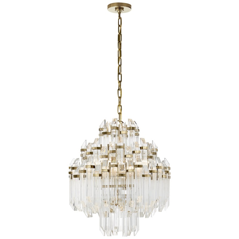 Six Light Chandelier from the Adele Collection in Hand-Rubbed Antique Brass With Clear Acrylic Finish by Visual Comfort Signature