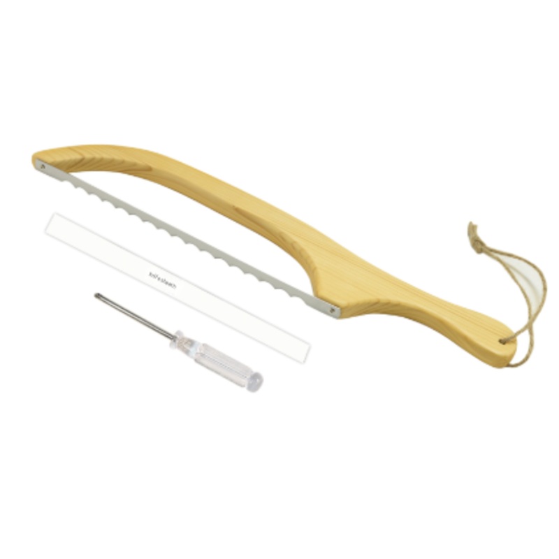 2 Pcs Khaki Artisan Wooden Bread Bow Knife – Serrated Stainless Steel Slicer for Effortless Crumb-Free Cutting