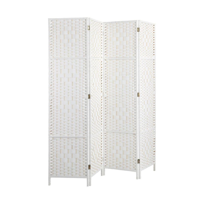 4 Panel Room Divider Privacy Screen White
