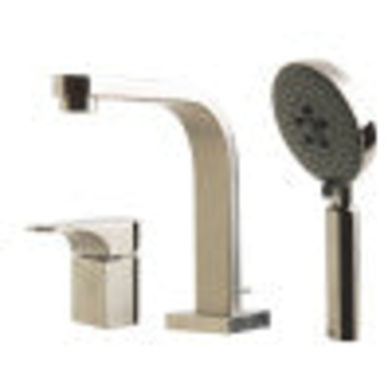 ALFI brand AB2703-BN Brushed Nickel Deck Mounted Tub Filler and Round Hand Held Shower Head