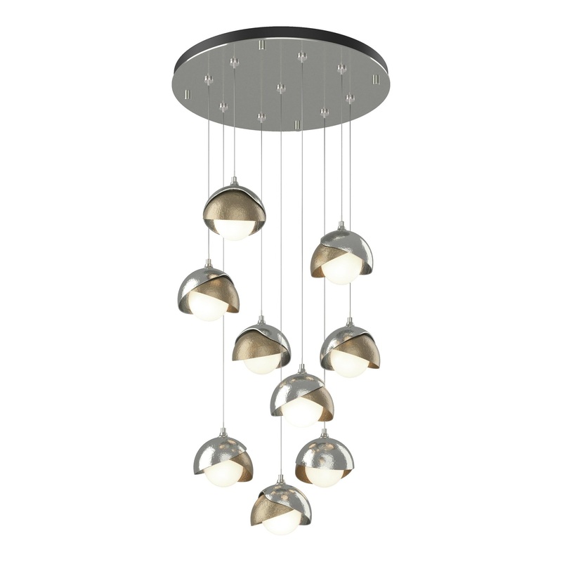 Brooklyn 9-Light Double Shade Pendant Sterling Soft Gold