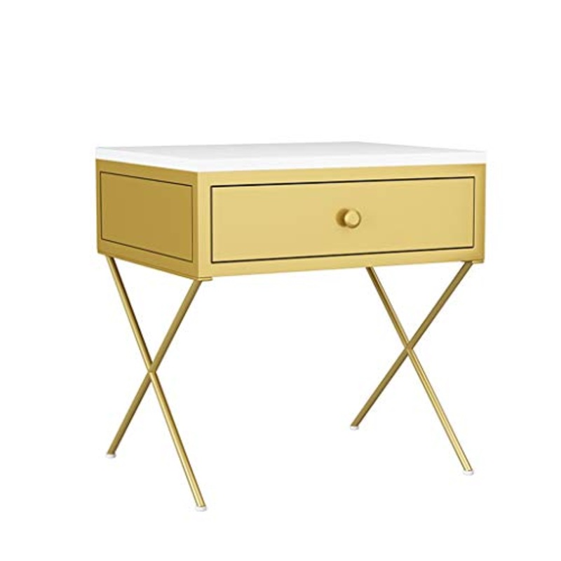 Comodini Ferro battuto Comodino Nordic Armadio d’Epoca Mobili Camera da Letto Comodino Semplice Tabella tavoli Moderni Bagagli End Comodini Letto (Color : Gold)