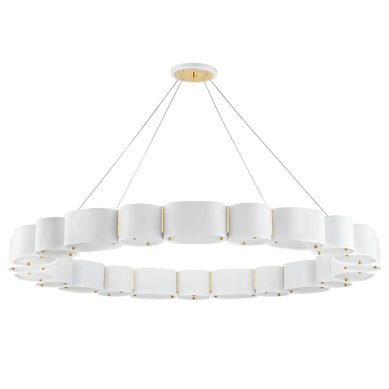 Corbett Lighting 393-50-SWH/VB Opal 22 Light Chandelier Soft White/Vintage Brass