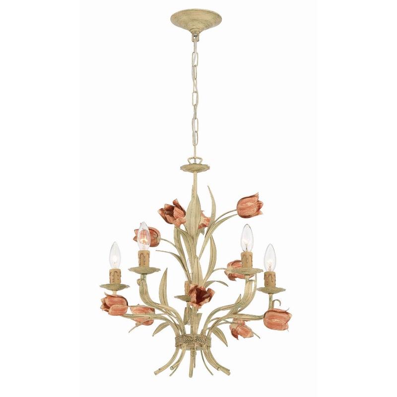 Crystorama 4805-SR Southport Five Light Chandelier Sage Rose