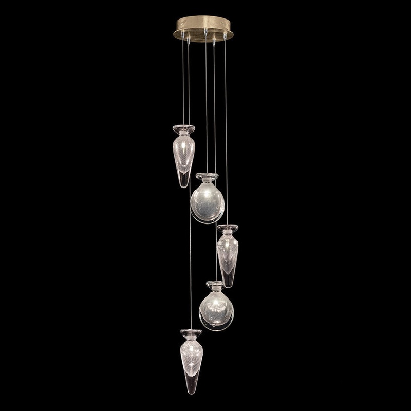 Essence 11.5″W Round Pendant Gold/Clear Mix