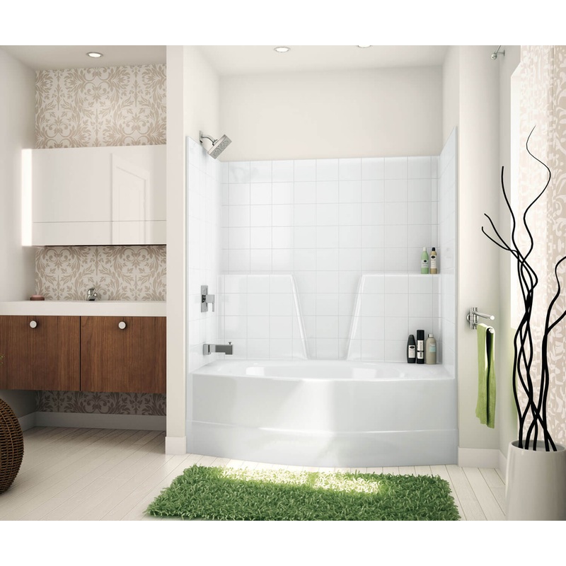 MAAX 140579-000-002-001 TSOT6042 AcrylX Alcove Left-Hand Drain One-Piece Tub Shower in White