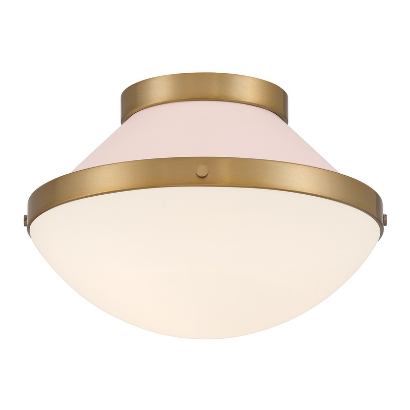 One Light Flush Mount from the Xander Collection in Vibrant Gold/Blush Finish by Crystorama