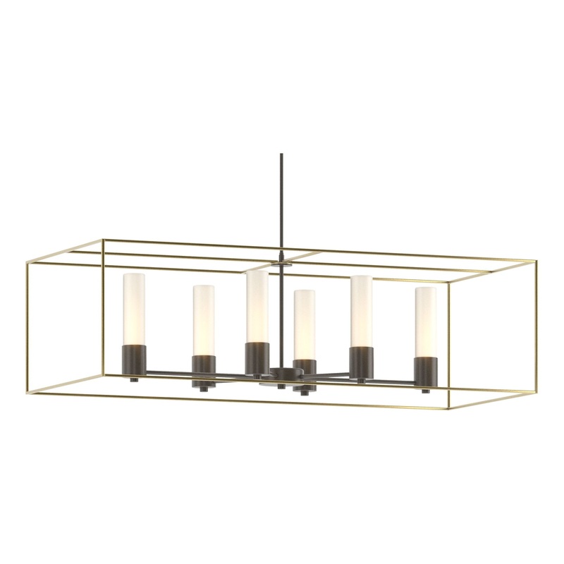 Portico Pendant Dark Smoke Modern Brass Opal Glass (GG)