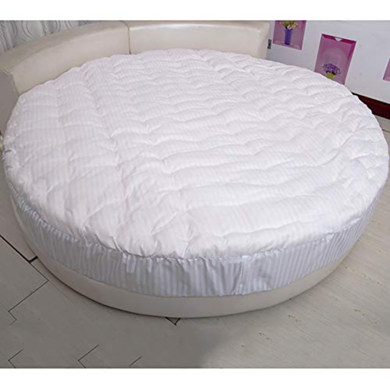 Rotondo Spesso Protettore del Materasso,Materasso Letto 100% Cotone Trapuntato Letti Cerchio Materasso Futon per Letto Rotondo-Bianco 210cm(83inch)