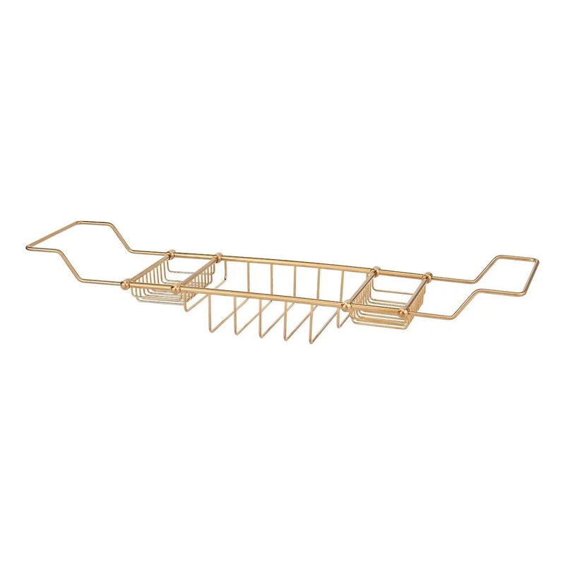 Signature Hardware Nottingham Adjustable Brass Tub Caddy 123696