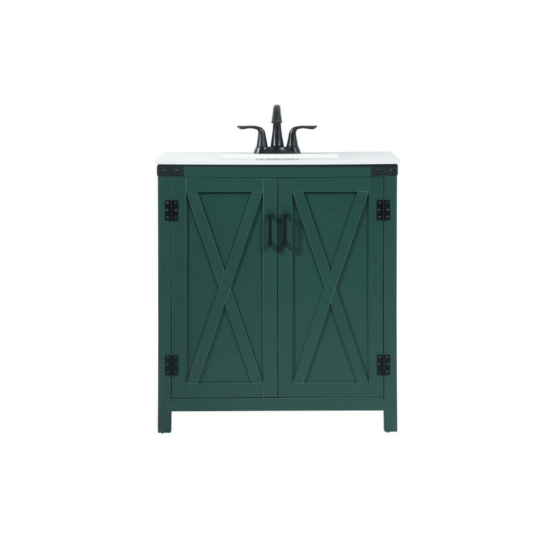 Single Bathroom Vanity from the Grant Collection in Green Finish by Elegant Lighting