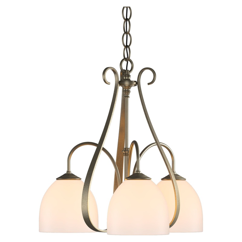 Sweeping Taper 3-Arm Chandelier Soft Gold Opal Glass (GG)