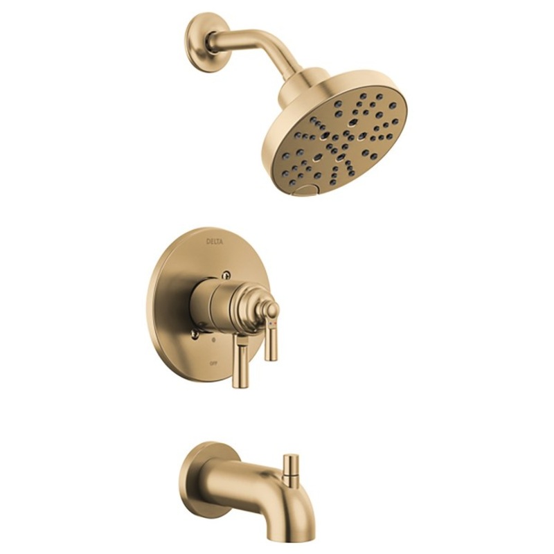 Tub and Shower Trim Monitor Saylor 17 Series In2ition 2 Lever Brilliance Champagne Bronze WaterSense ADA 1.75 Gallons per Minute