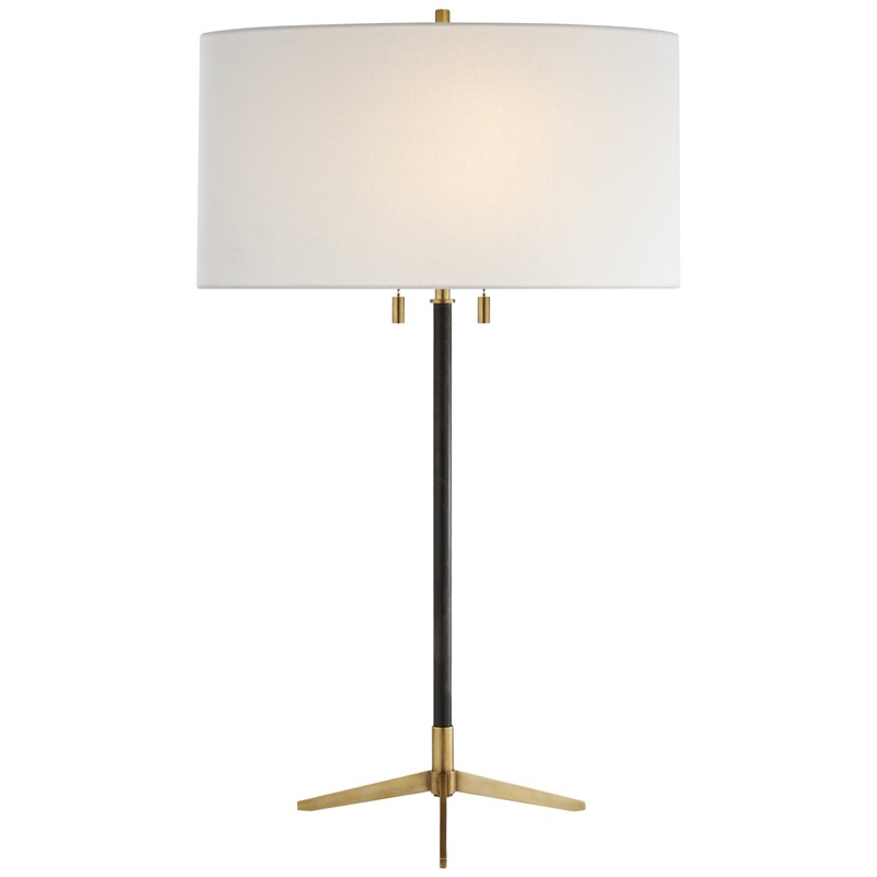 Two Light Table Lamp from the Caron Collection in Bronze With Antique Brass Finish by Visual Comfort Signature