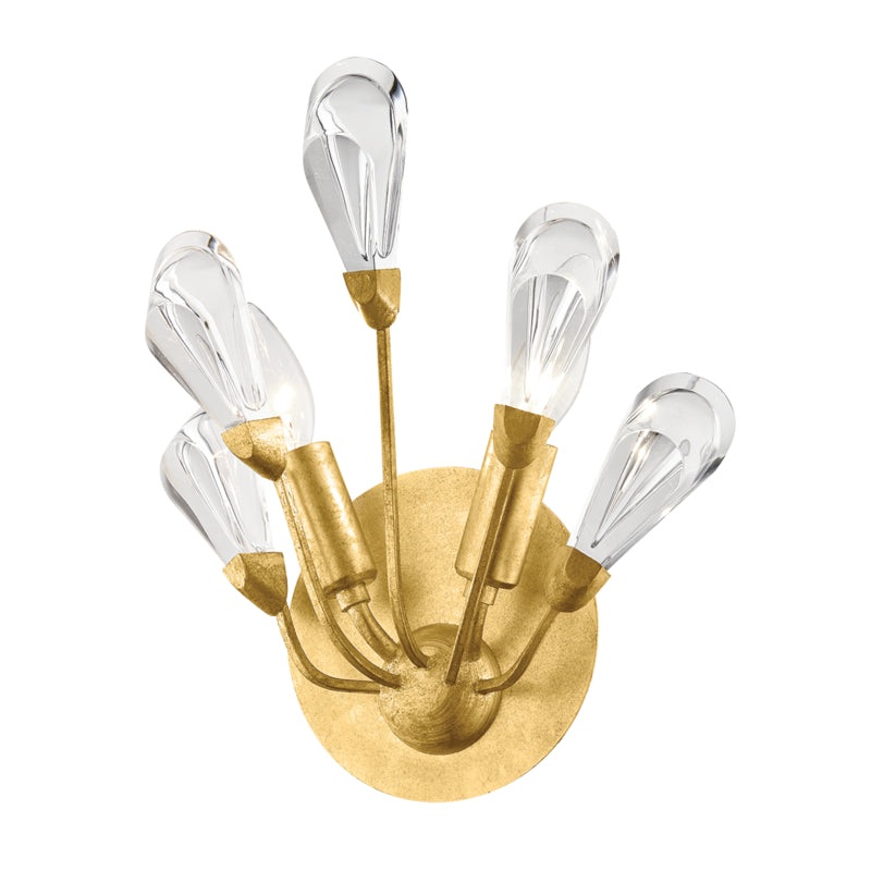 Two Light Wall Sconce from the Tulip Collection in Gold Leaf Finish by Hudson Valley
