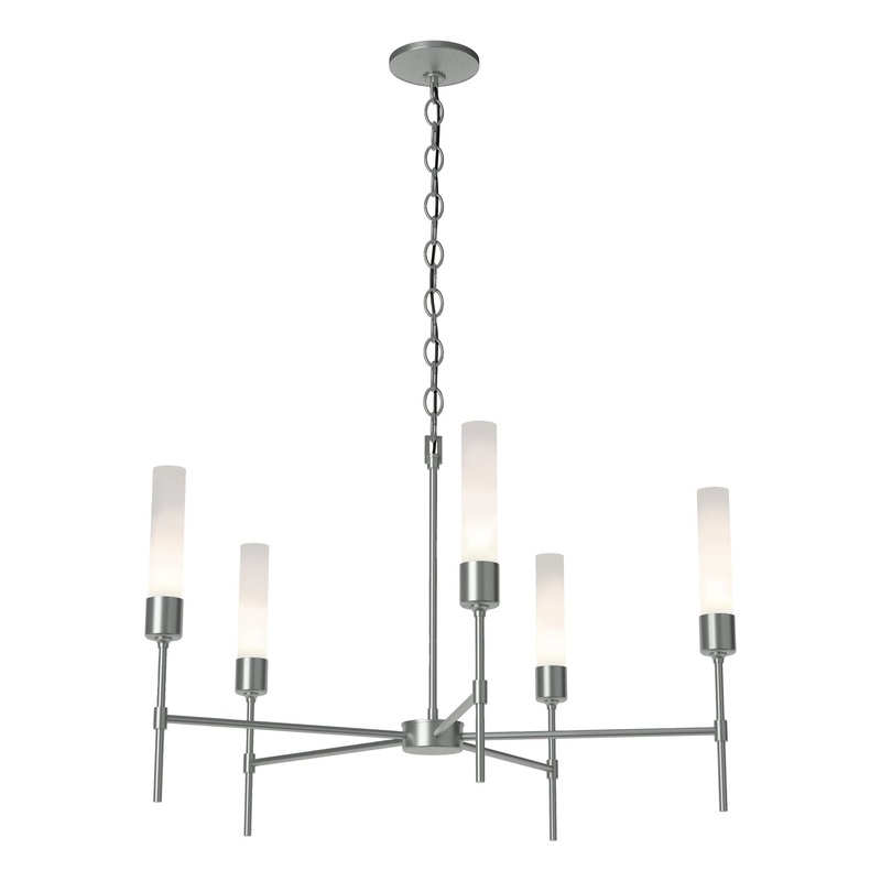 Vela 5-Arm Chandelier Vintage Platinum Frosted Glass (FD)