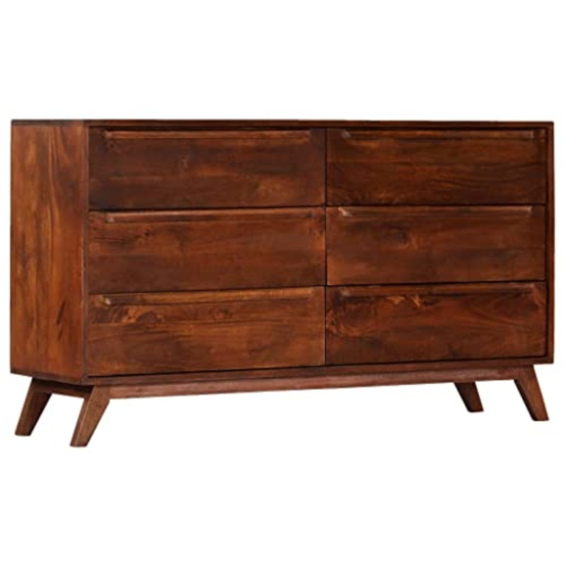 vidaXL Cassettiera Vintage Robusta 6 Cassetti Grandi Artigianale Armadietto Credenza Salotto Marrone Finitura Miele Legno Massello di Mango