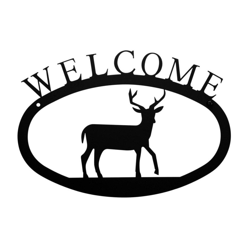 Village Wrought Iron WEL-3-S Deer Welcome Sign Sm