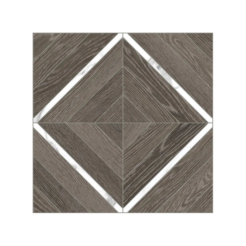 16″ x 16″ Aspen Sequoia Matte Porcelain Mosaics With Statuario Venato Marquetry. 1 Sheet = 1.69 Sq. Ft. Marquetry