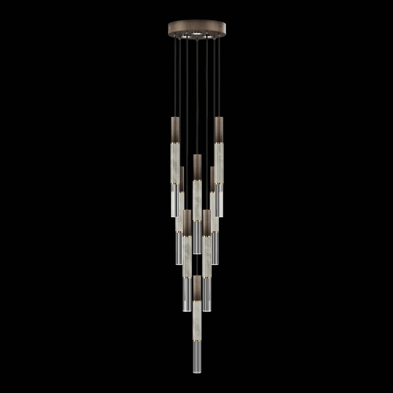 Antonia 16″W Round Pendant Bronze/Brass/Smoke