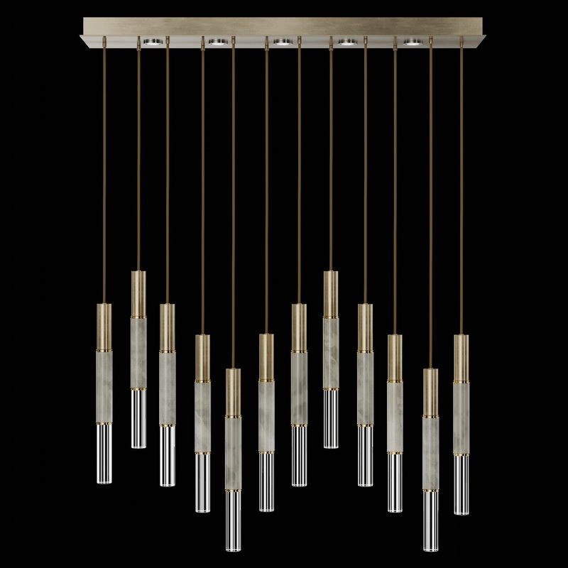 Antonia 61″W Rectangular Pendant Soft Gold Leaf/Brass/Smoke