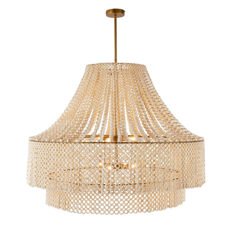Arteriors DLS10 Hannie Eight Light Chandelier White/Antique Brass