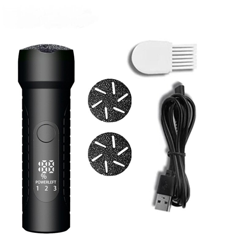Black Waterproof Electric Foot File with LED Display – Rechargeable Callus Remover