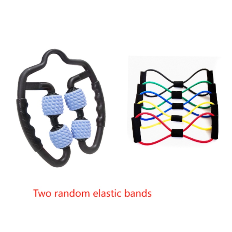 Blue Set of 2 Foam Roller Ring Leg Massagers with 2 Resistance Bands – Muscle Relief Kit