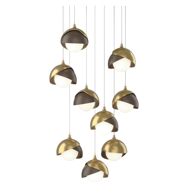Brooklyn 9-Light Double Shade Pendant Modern Brass Bronze