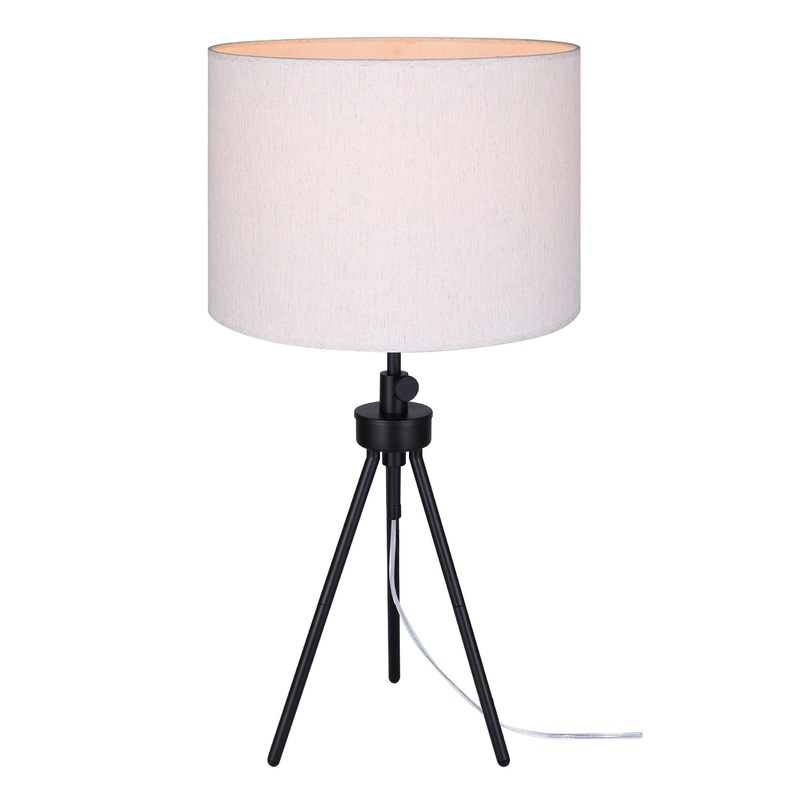 Holt 1-Light Table Lamp Matte Black with Neutral Fabric Shade