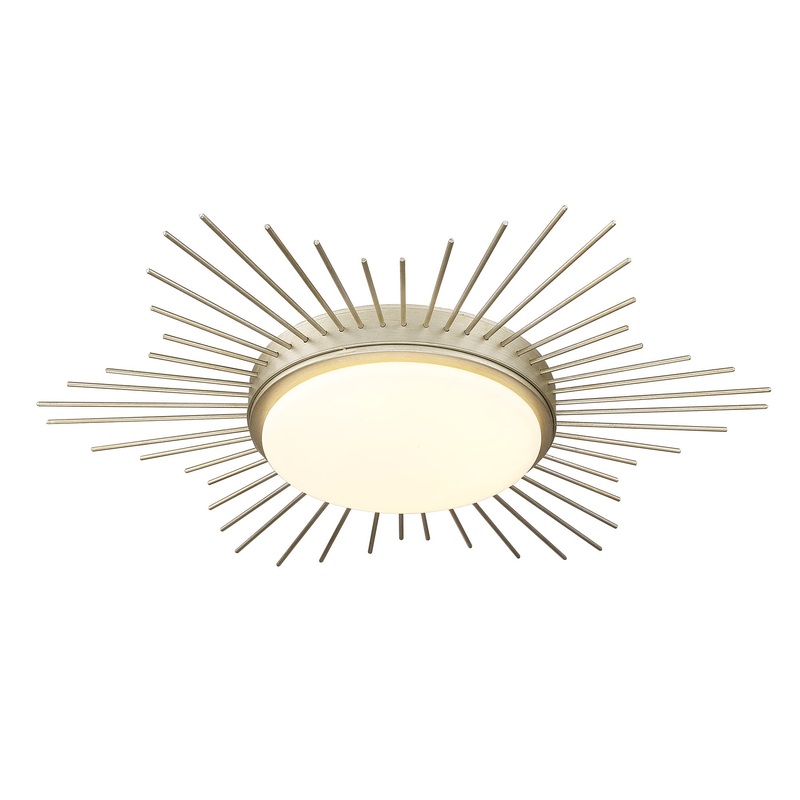 Kieran WG Flush Mount – 18″ in White Gold with Opal Glass Shade