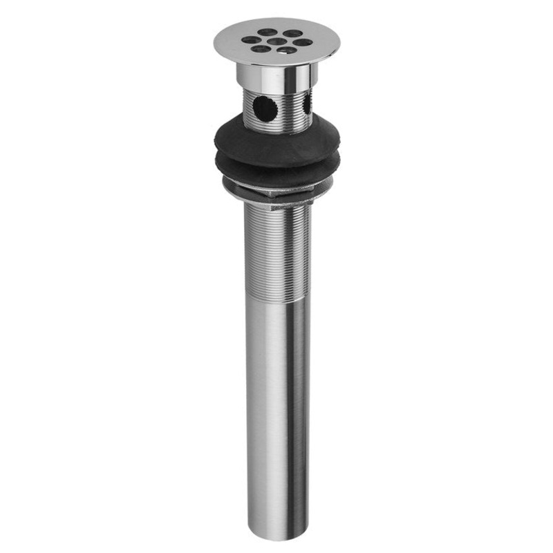 Lavatory Drain Wide Hole Grid with Overflow 1-1/2 Inch Polished Chrome for Vessel Sinks 10-4/9 Inch Length