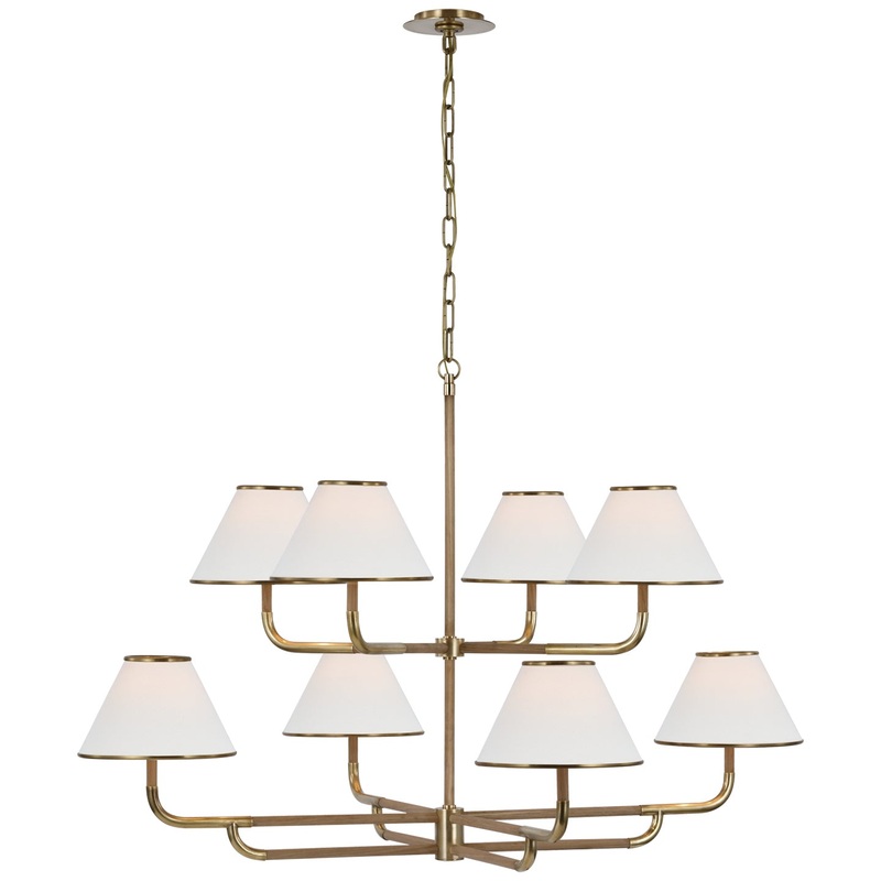 LED Chandelier from the Rigby Collection in Soft Brass And Natural Oak Finish by Visual Comfort Signature