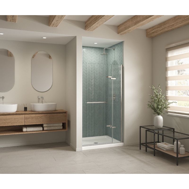 MAAX 410001-541-001-000 B3Round 4832 Acrylic Alcove Shower Base in White with Anti-slip Bottom with Center Drain