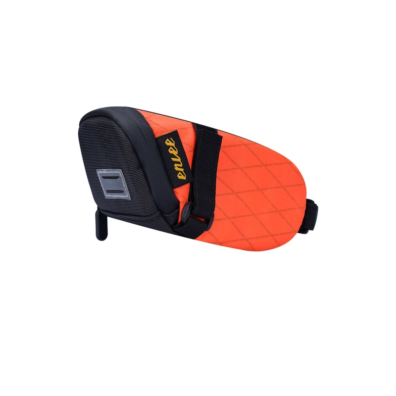 Orange And Black Water-Resistant Bicycle Saddle Bag – 1.3L Reflective Seat Pack for Road & Mountain Bikes