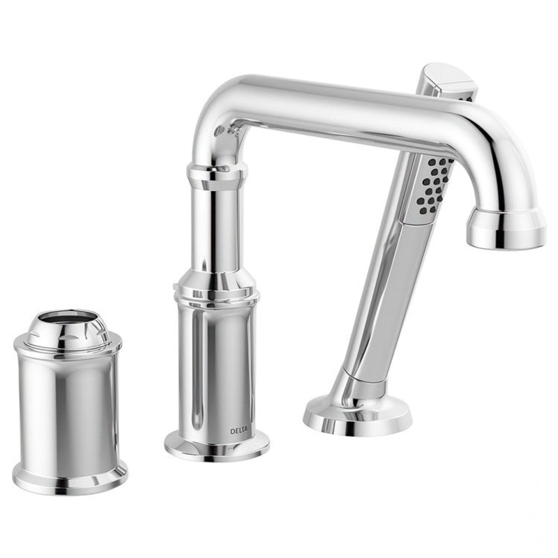 Roman Tub Filler Broderick with Handshower 8 Inch Spread Less Handle Lumicoat Chrome