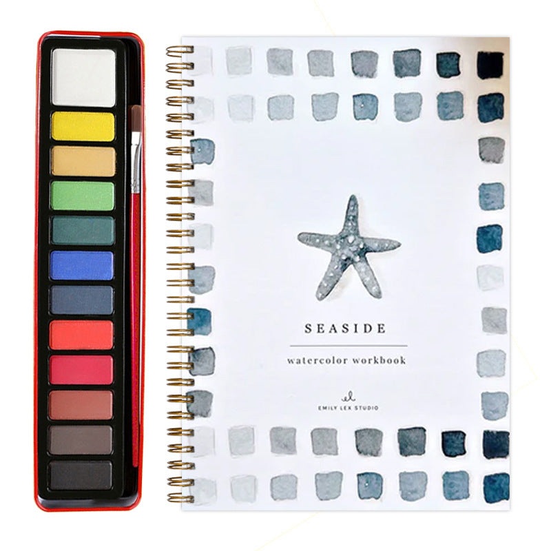 Seaside 2-Pack Watercolor Painting Set – Premium Bird-Themed Coloring Books with Watercolor Paints (22.86×16.51cm) – Artist-Grade Workbook Kit