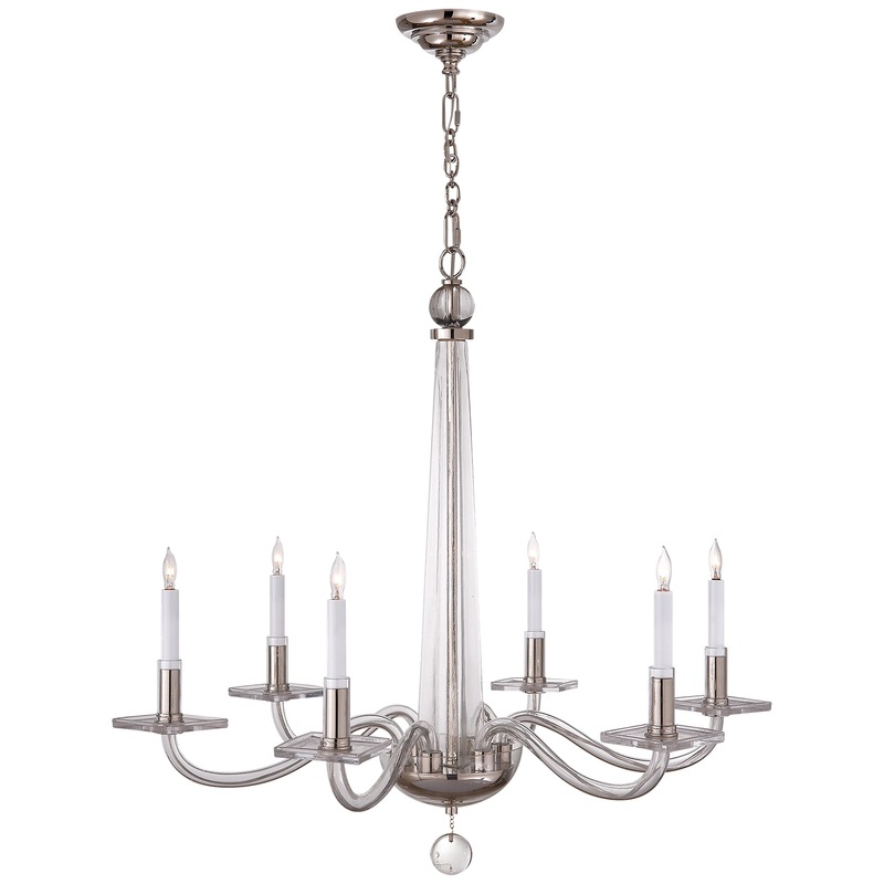 Six Light Chandelier from the Bernardo Collection in Polished Nickel And Clear Glass Finish by Visual Comfort Signature