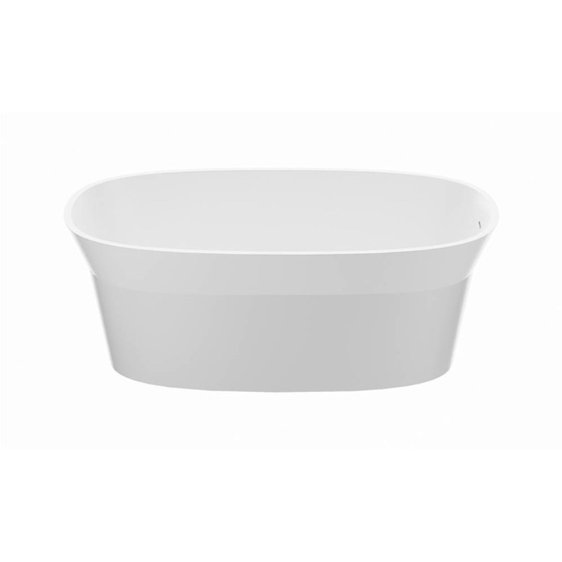 Soaking Tub James 59 x 30.75 Inch Freestanding Off-Center Drain Gloss White Mineral Composite