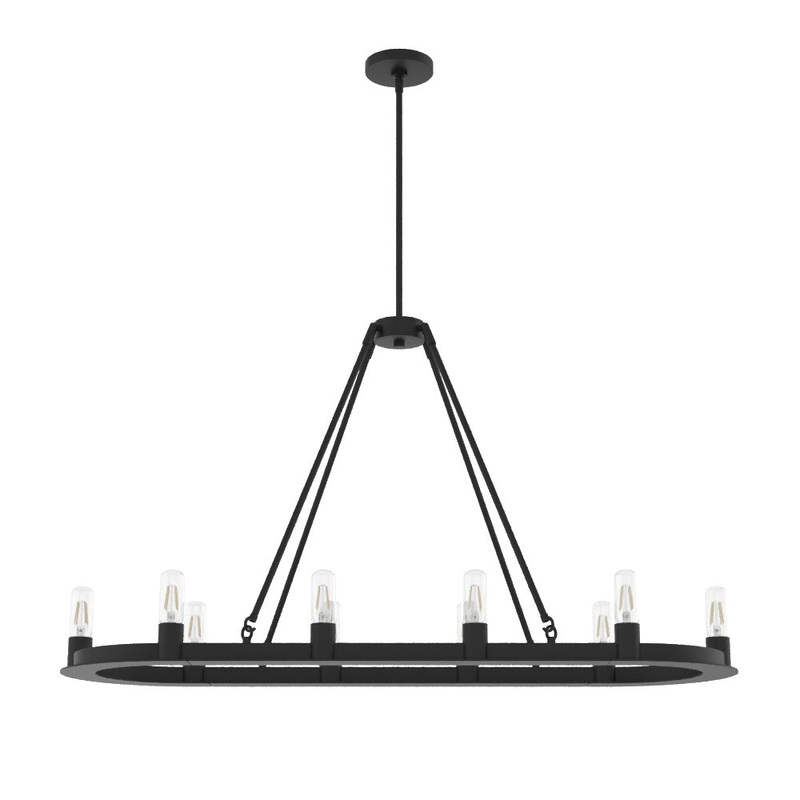 Ten Light Chandelier from the Saddlewood Collection in Natural Black Iron Finish by Hunter