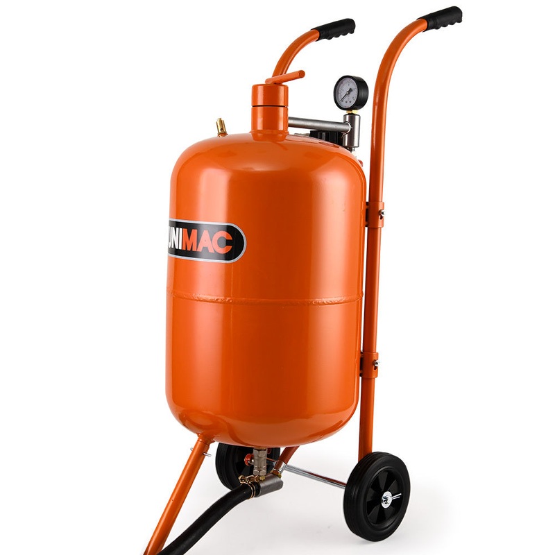 UNIMAC 38L Sandblasting Tank, Pressurised Design with Sandblast Gun Set with Hose