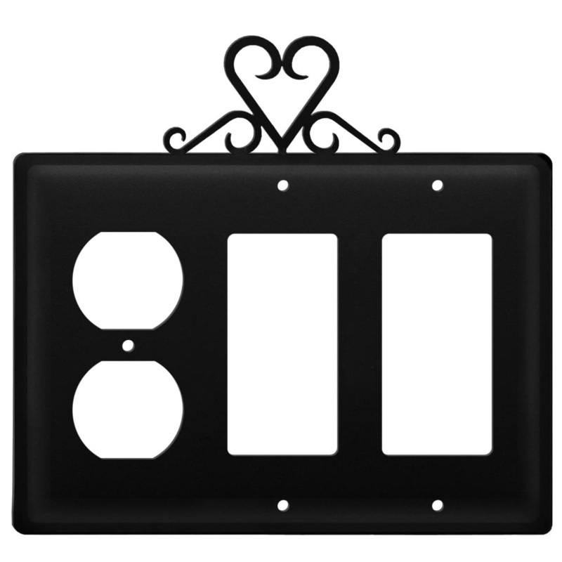 Village Wrought Iron EOGG-51 Triple Heart Single Outlet and Double GFI Cover CUSTOM Product