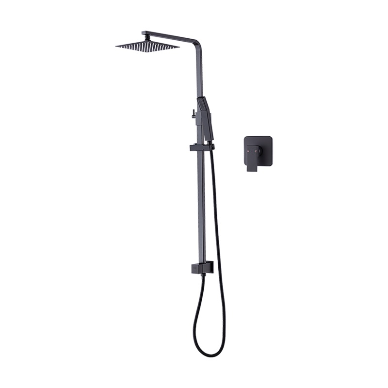 WELS 8″ Rain Shower Head Set Square Dual Heads Faucet High Pressure With Mixer