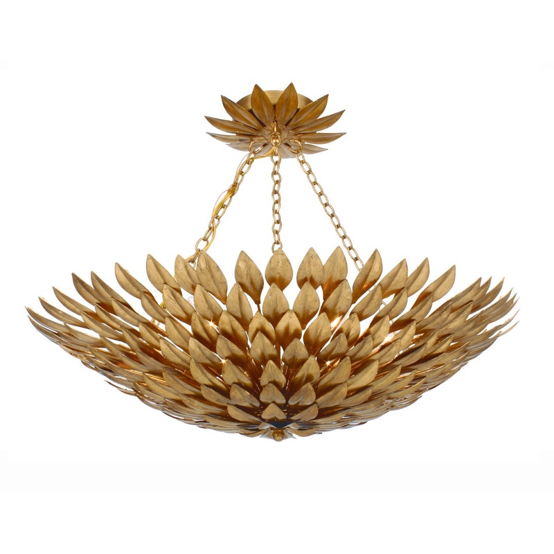 Crystorama 517-GA_CEILING Broche Six Light Semi Flush Mount Antique Gold