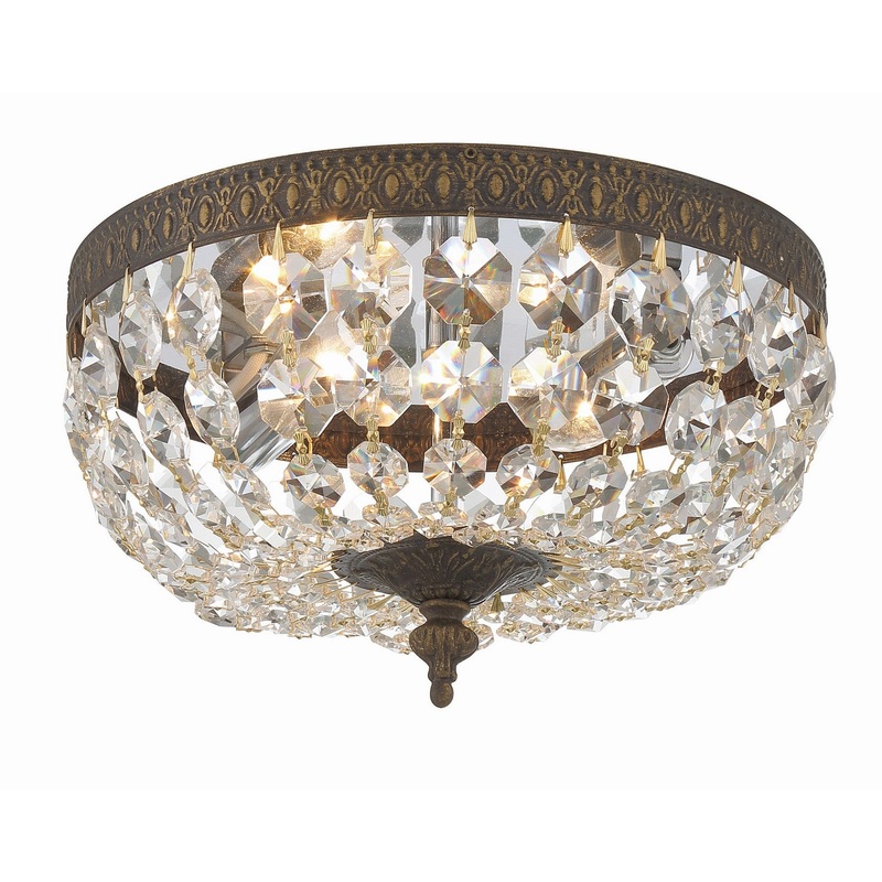 Crystorama 710-EB-CL-SAQ Ceiling Mount Two Light Flush Mount English Bronze