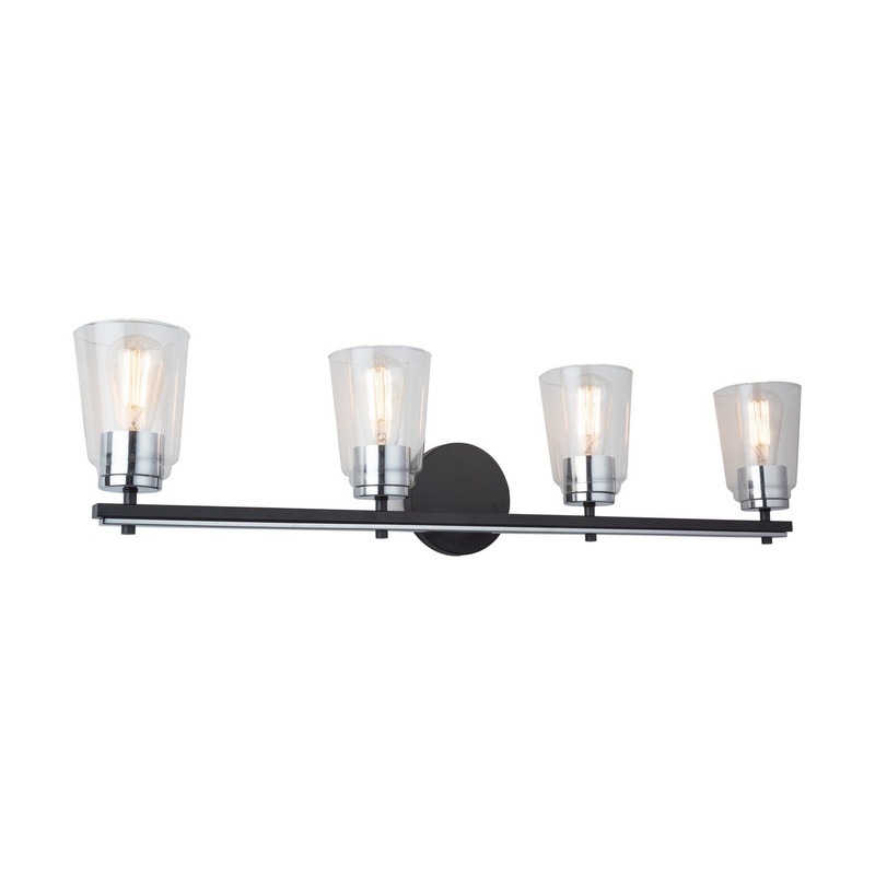Essex Bathroom Vanity Light – Black and Chrome / 4-Light