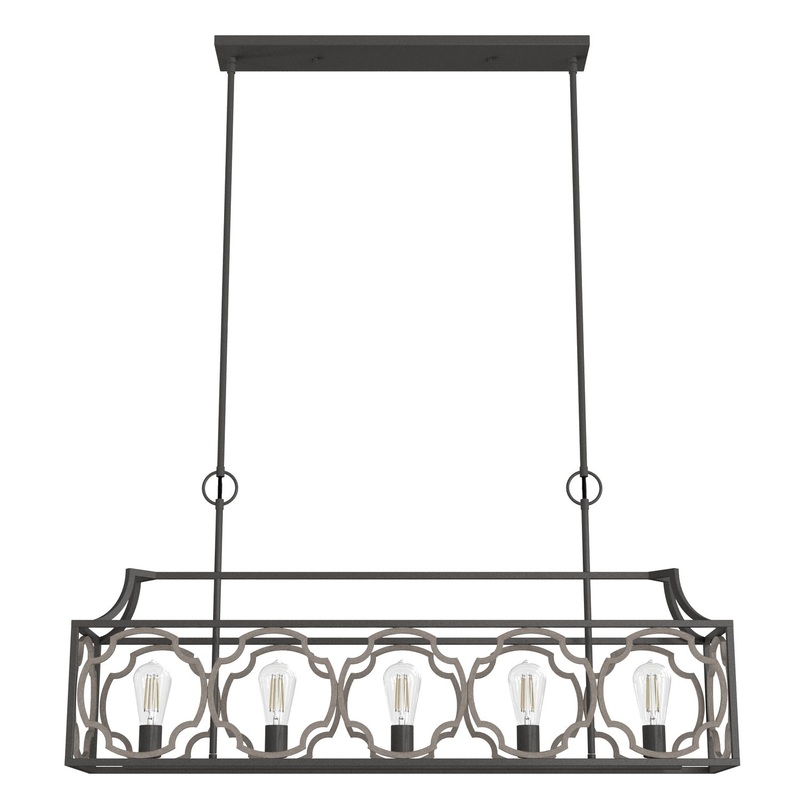 Five Light Linear Chandelier from the Stone Creek Collection in Noble Bronze Finish by Hunter
